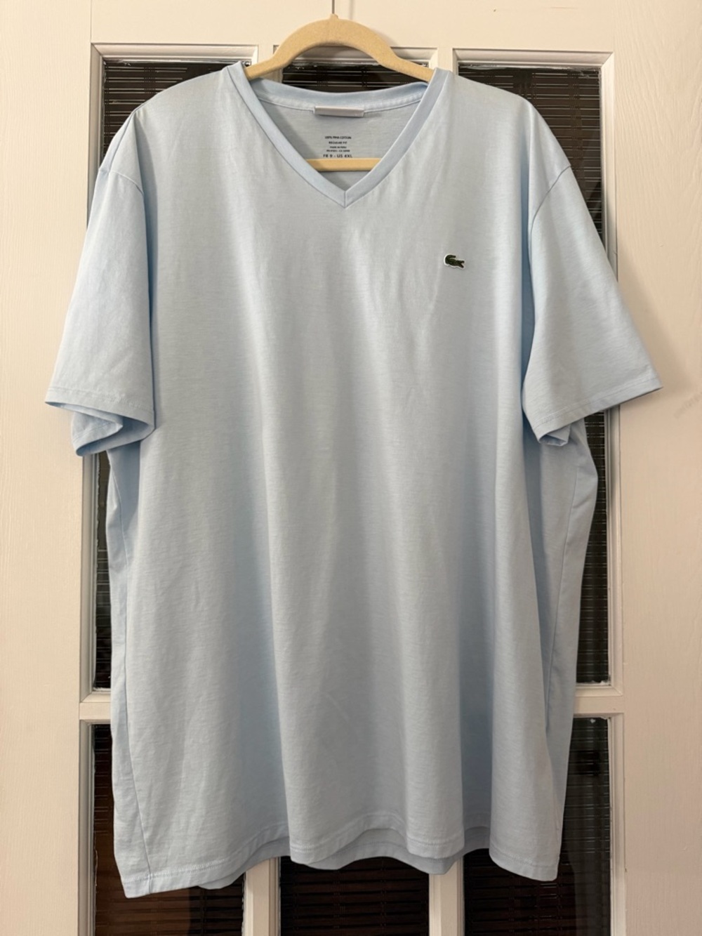 LACOSTE Men's 4XL Pale Blue V-neck Regular Fit T-Shirt  | SKU 0157